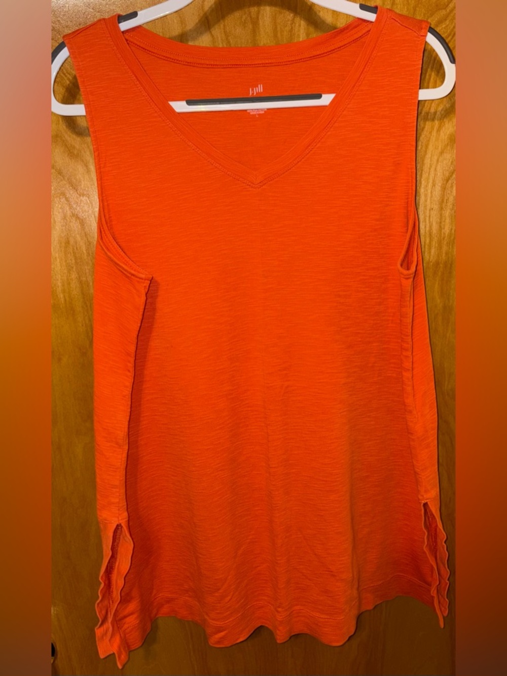 J. Jill vibrant orange 100% Pima cotton v-neck sleeveless knit tunic Size Large
